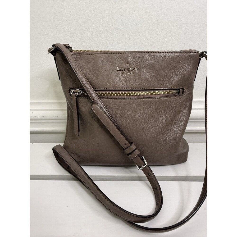 Kate Spade New York Brown Leather Crossbody Shoulder Bag Zip Purse Tote